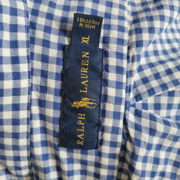 Ralph Lauren Mens Blue & White Checkered Button-Down Shirt Size XL - Picture 2 of 4